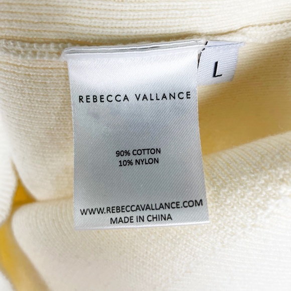 Rebecca Vallance Tancy Cotton Stretch Knit Pearl Button Front Cardigan Sweater L - Picture 2 of 3